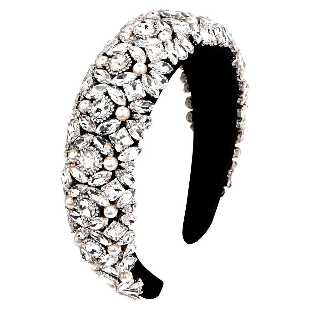 3788 Rhinestone Headband Bling Sparkly Crystal Diamond Headband Pearl